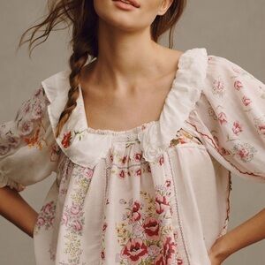 Anthropology puff sleeve collar blouse. Size XL